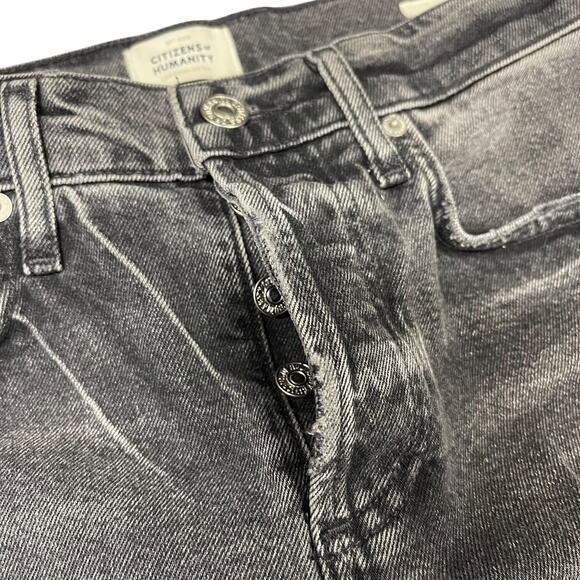 Citizens Of Humanity Black Denim Jeans Emerson Size 24 Button Fly Distressed - Picture 5 of 14